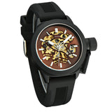 Golden Skeleton Clock Mechanical